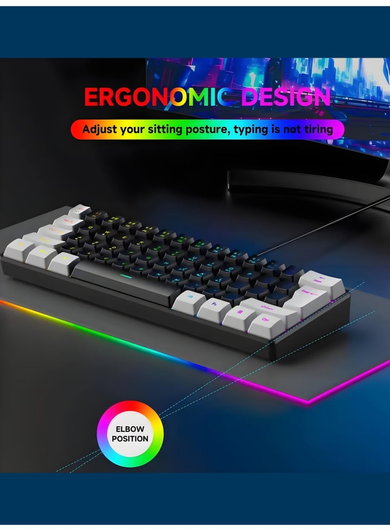 BS 61-Key Compact RGB Gaming Keyboard – 60% Layout | USB interface | Ergonomic Membrane Keys | 8-Color Backlight | Plug & Play for PC/Laptop (Windows 10/8/7) - Image 3