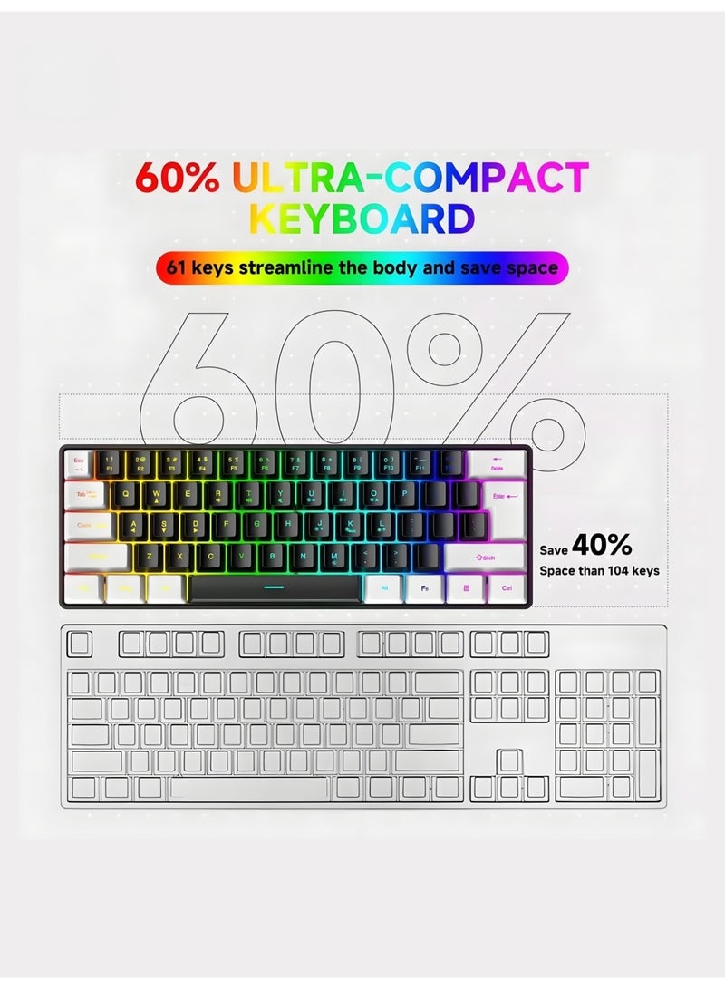 BS 61-Key Compact RGB Gaming Keyboard – 60% Layout | USB interface | Ergonomic Membrane Keys | 8-Color Backlight | Plug & Play for PC/Laptop (Windows 10/8/7) - Image 5