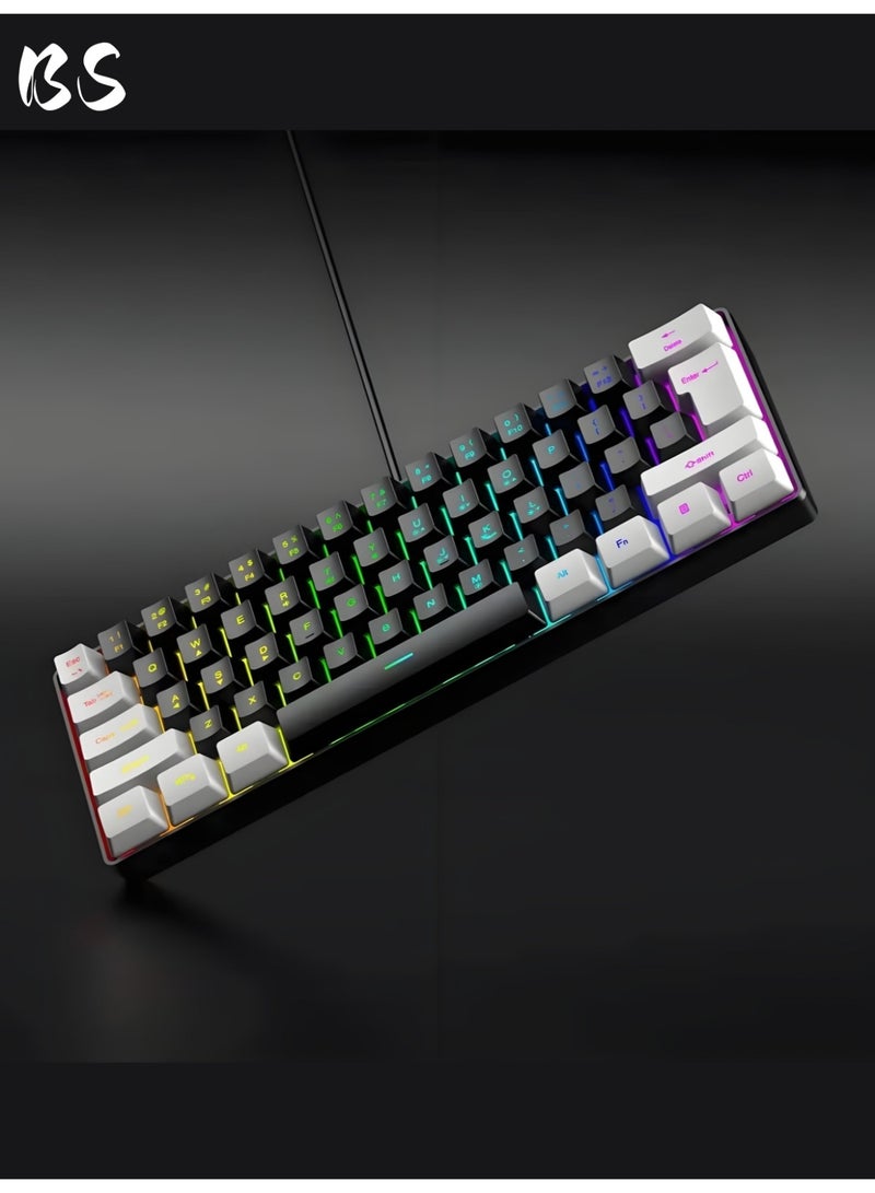 BS 61-Key Compact RGB Gaming Keyboard – 60% Layout | USB interface | Ergonomic Membrane Keys | 8-Color Backlight | Plug & Play for PC/Laptop (Windows 10/8/7) - Image 1
