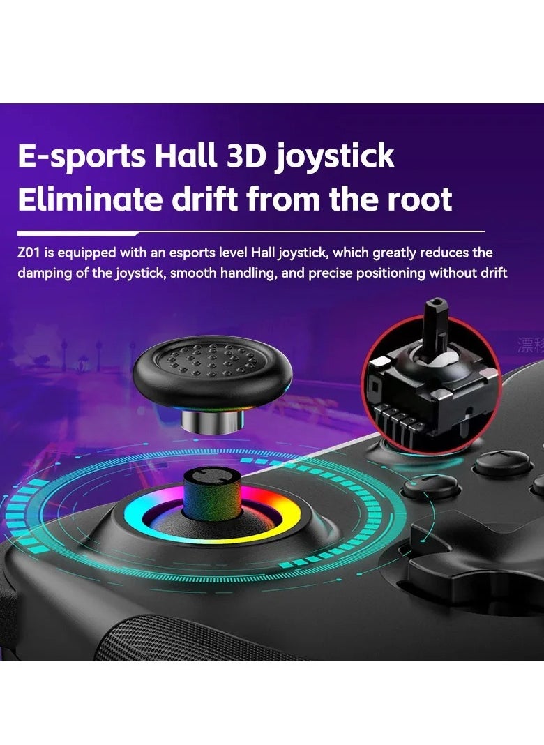 Generic Z01 Wireless Game Controller, Bluetooth 6 Axis Motion Sensor Gamepad, Portable Cloud Controller Remote Joystick, Programmable Hall Joystick For Android, iOS, Switch, Steam, PS3 PS4, Pc, (Grey)  - Image 3