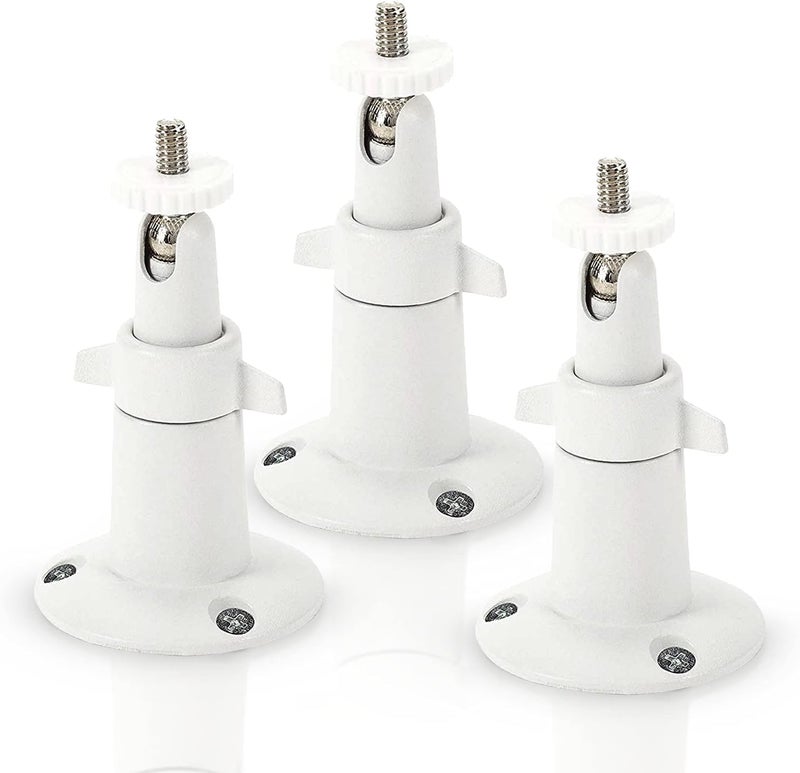 MAKINGTEC 3 Pack Camera Bracket, Rust Resistant Waterproof Security Wall Mount Bracket, Adjustable Indoor/outdoor Security Metal Wall Mount Bracket Compatible with Various Standard 1/4 Mount Cameras (White) - Image 1