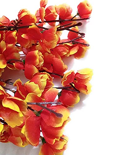 VRCT Artificial Blossoms Flower Bunch (7stick Orange Blue 2piece) - Image 3