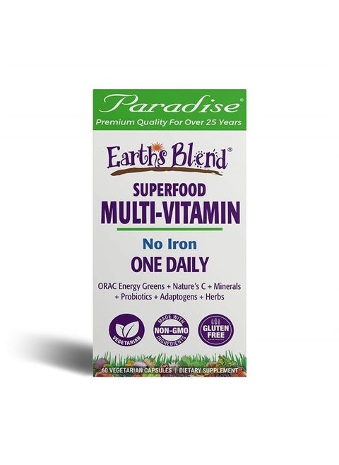 Earth's Blend, ORAC Energy Greens, Multivitamin, Contains No Iron, Contains Vitamins A,B,C,D,K2, 60 Vegetarian Capsules