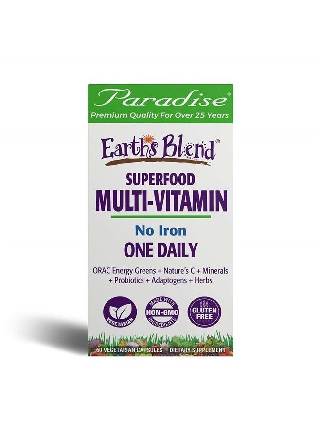 Earth's Blend, ORAC Energy Greens, Multivitamin, Contains No Iron, Contains Vitamins A,B,C,D,K2, 60 Vegetarian Capsules