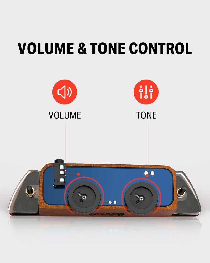 Donner Acoustic Guitar Pickup, Guitar Pickups Passive Mahogany Soundhole Pickup with Humbucker Volume Tone Control, Fits 3.8” to 3.94” Soundhole Diameter - Image 4