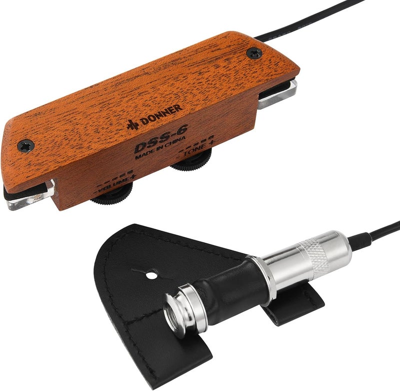 Donner Acoustic Guitar Pickup, Guitar Pickups Passive Mahogany Soundhole Pickup with Humbucker Volume Tone Control, Fits 3.8” to 3.94” Soundhole Diameter - Image 1