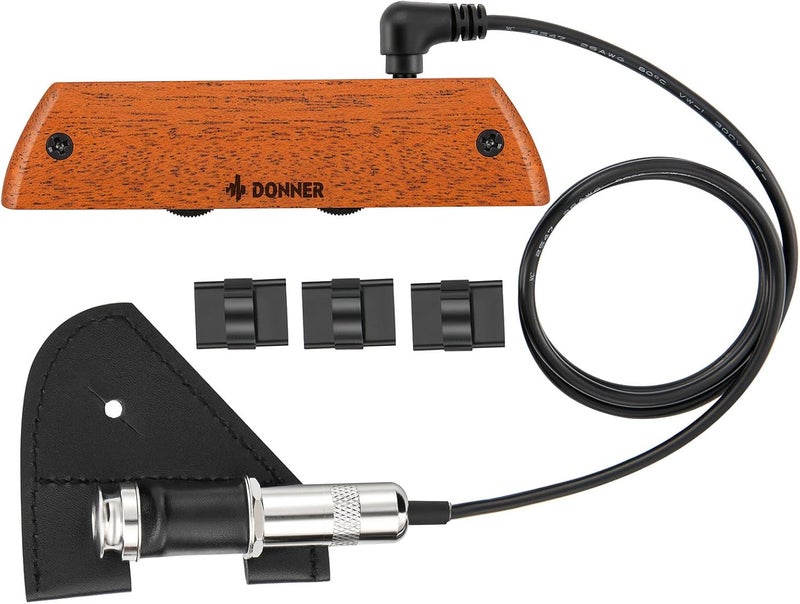 Donner Acoustic Guitar Pickup, Guitar Pickups Passive Mahogany Soundhole Pickup with Humbucker Volume Tone Control, Fits 3.8” to 3.94” Soundhole Diameter - Image 3