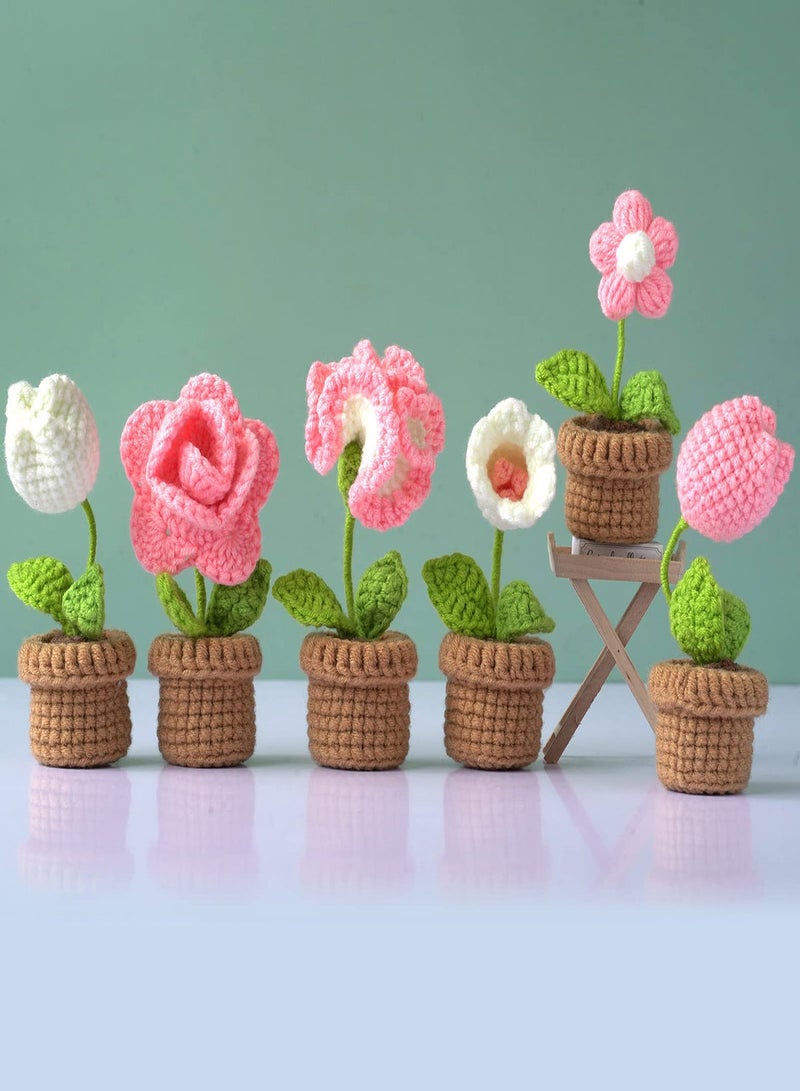 Excefore Crochet KitMini Flower Pots Knitting Potted Flowers Crochet Kit for Beginners Starter Crochet Kit with Instructions - Image 1