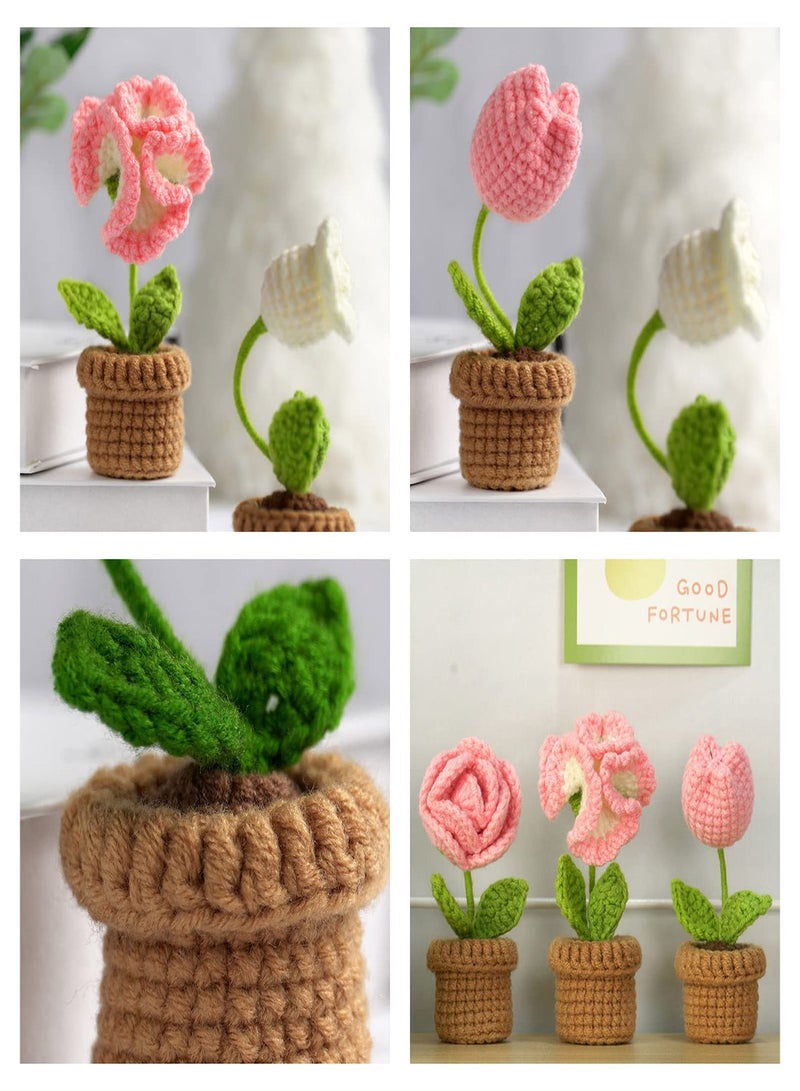 Excefore Crochet KitMini Flower Pots Knitting Potted Flowers Crochet Kit for Beginners Starter Crochet Kit with Instructions - Image 2