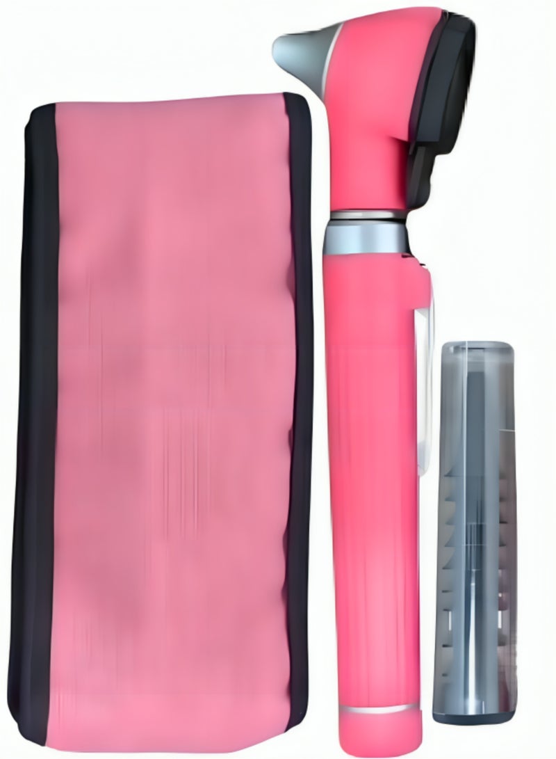 TNM Medical Optical Fiber Otoscope LED | ENT Ear Inspection Diagnostic Device – Pink - Image 1