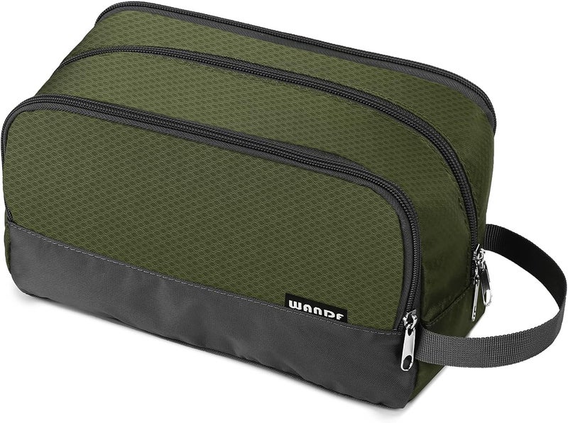 WANDF Toiletry Bag for Men Hanging Dopp Kit Water Resistant Shaving Bag Small Toiletry Bag for Traveling (Army Green) - Image 1