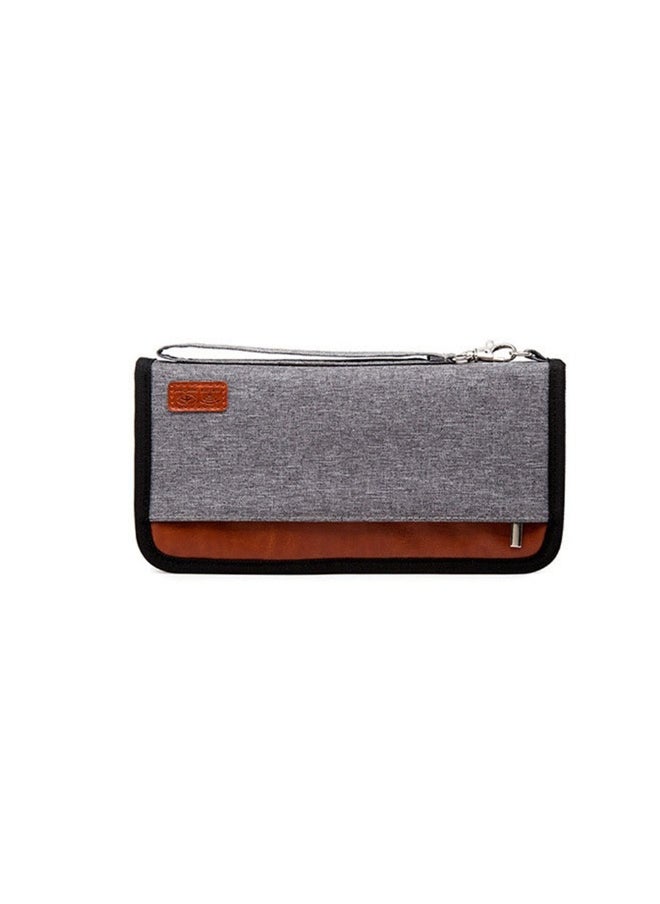 Generic Passport Holder Wallet, Large Capacity Family Travel Passport Bag, with ID Holder Zipper Closure, Removable Wristband RFID Blocking (Grey)  - Image 1
