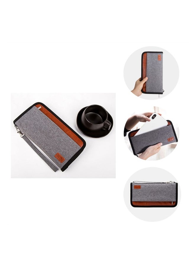 Generic Passport Holder Wallet, Large Capacity Family Travel Passport Bag, with ID Holder Zipper Closure, Removable Wristband RFID Blocking (Grey)  - Image 4
