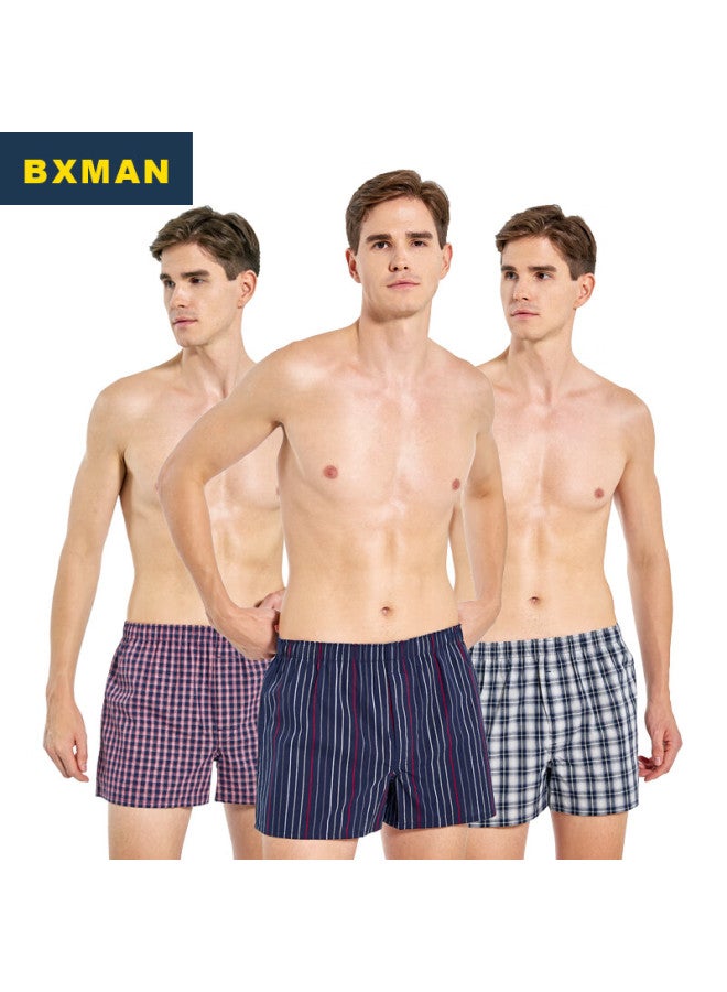Bxman Loose-fitting Boxer Briefs For Men, Pure Cotton Woven Sleepwear, 3-pack Cl111213 170m - Image 1