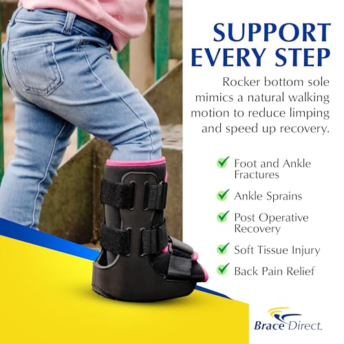 Brace Direct Kids Medical Walking Boot – Pediatric Fracture Boot for Broken Foot, Ankle Sprain & Post-Op, Pink (Small, up to US Kids 8.5K) - Image 3