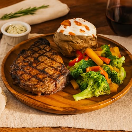 WRIGHTMART Acacia Wooden Plates – Set of 4, 10” Round Dinner Plates, Rustic Handcrafted Tableware for Charcuterie, BBQ, Farmhouse Dining, or Gift - Image 5