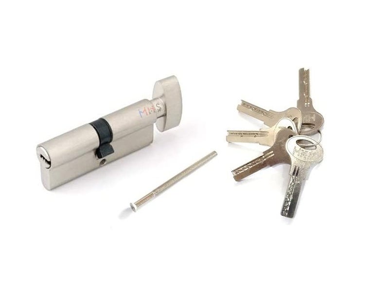 MHS Accessories of Mortise Handle Lock Fittings for Wooden Door (70 mm Cylinder with 5 Ultra Keys, Silver Matt Finish) - Image 1