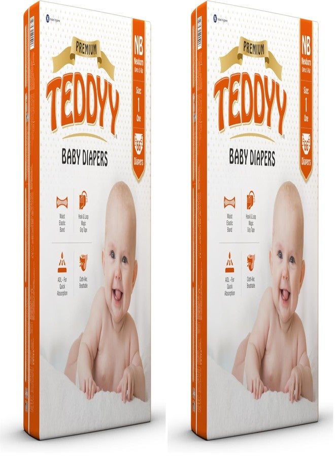 TEDDYY Baby Diapers Tapes Arabic Premium New Born 66 Count (Pack of 2), 2-5 kgs, High Absorbency, Anti - Bacterial