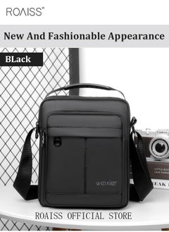 roaiss Men's Casual PU Leather Crossbody Bag Vertical Type Square Type Shoulder Bag Men Zipper Buckle PU Leather Messenger Bag Crossbody Shoulder Bag Vintage Handle Bags  - Image 3