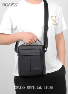 roaiss Men's Casual PU Leather Crossbody Bag Vertical Type Square Type Shoulder Bag Men Zipper Buckle PU Leather Messenger Bag Crossbody Shoulder Bag Vintage Handle Bags  - Image 1