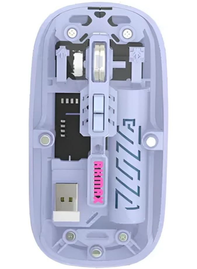 M233 Transparent Wireless Optical Gaming Mouse with Bluetooth 5.2 & 2.4G, Rechargeable Type-C, RGB Lighting, 400mAh Battery (Purple) - Image 1
