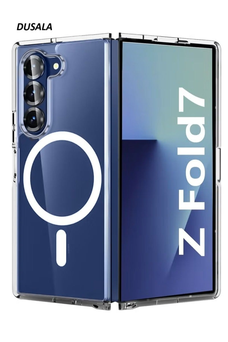 DUSALA Transparent MagSafe Case for Samsung Galaxy Z Fold 7 – Dual-Part Protective Cover with Magnetic Ring, Slim & Hinge-Compatible Design - Clear - Image 1