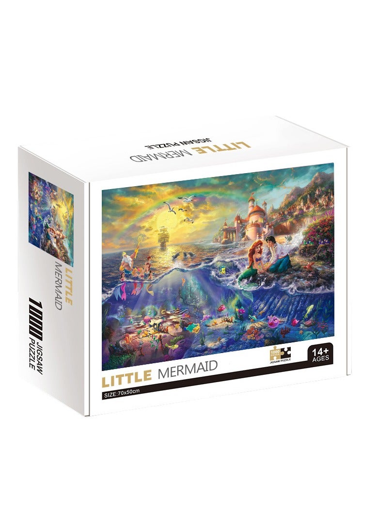 Mermaid 1000 pieces of colorful underwater landscape mermaid cartoon puzzle, puzzle, leisure and fun, suitable for adults and children - Image 1