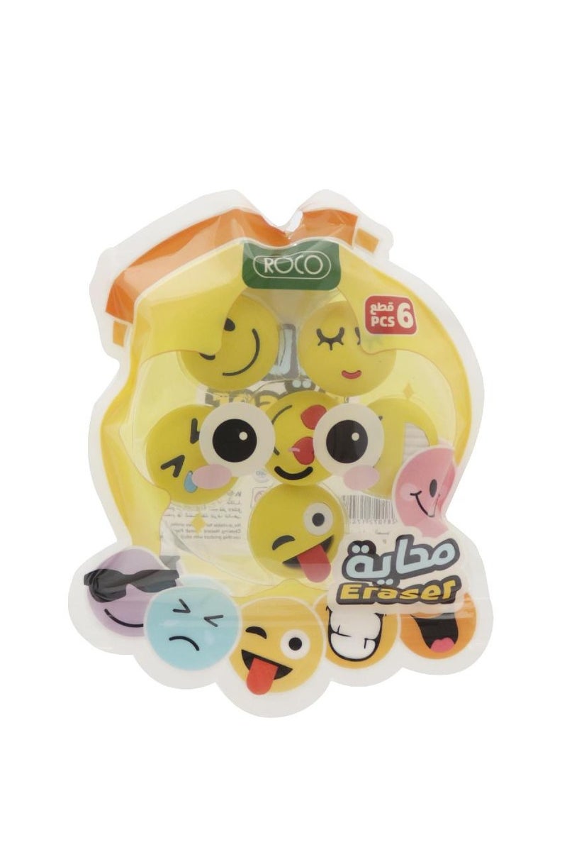 ROCO Rubber Eraser Emoji in Blister Pack Assorted Color