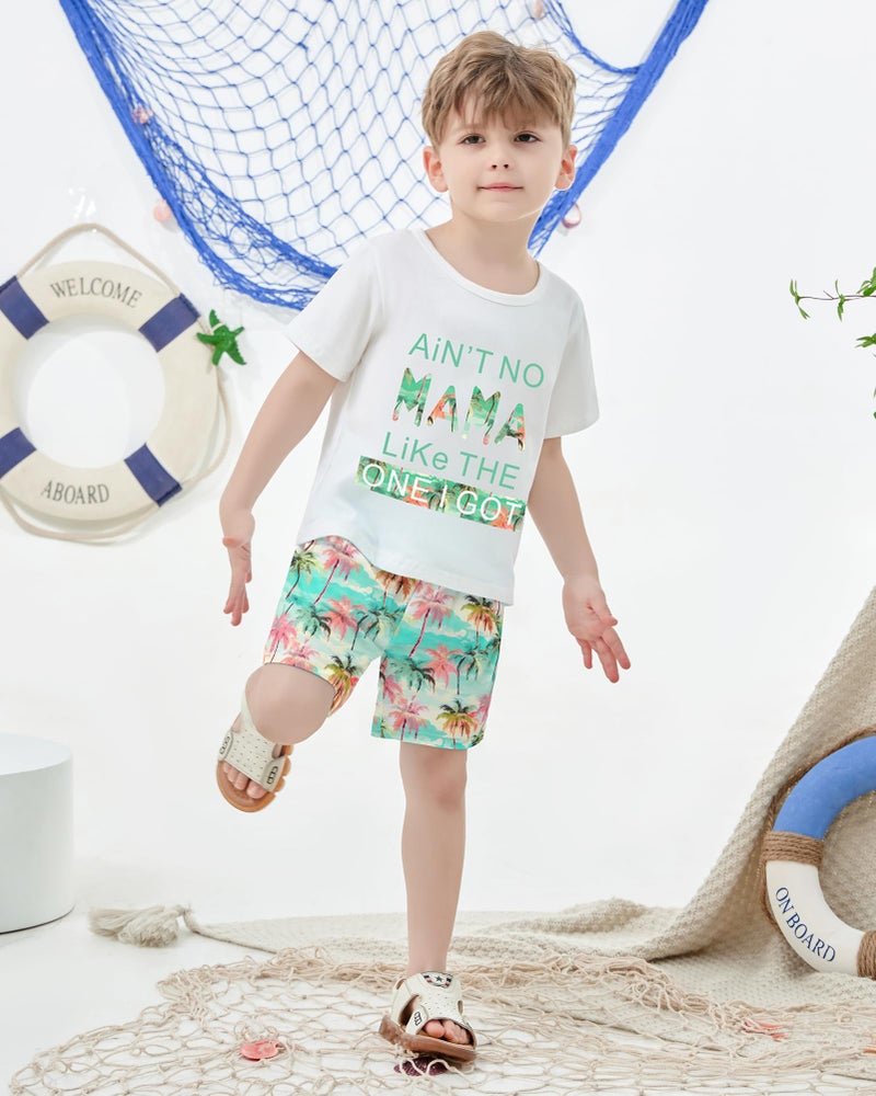 YUEMION Toddler Baby Boy Summer Outfit Baby Boy Clothes Short Sleeve T-Shirts Top + Shorts 2Pcs Boy Clothing Casual Set(White, 2-3T) - Image 2