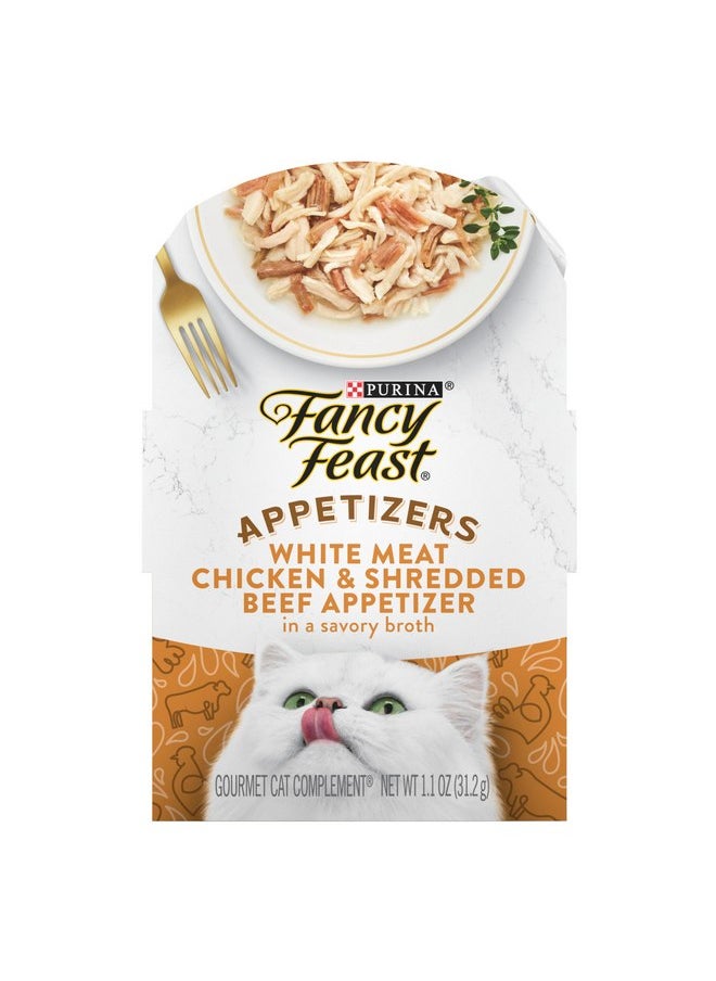 Fancy Feast - Purina Fancy Feast Appetizers Lickable Grain Free Cat Food Topper White Meat Chicken and Shredded Beef Appetizer - (Pack of 10) 1.1 oz. Trays - Image 1