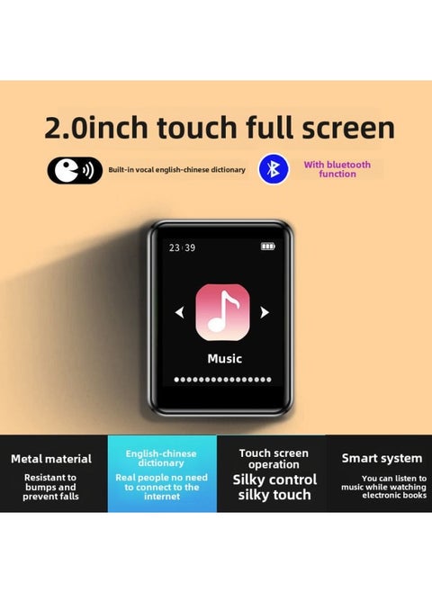Full Screen Mp3 Bluetooth Student Version Walkman MP4 Touch Screen Music Player With Dictionary P5 To Read Novels-Body Color:[ 2inch Full Screen] Touch Screen + Dictionary + Bluetooth-Memory Capacity:132g [package 1] Free Hifi Headphones