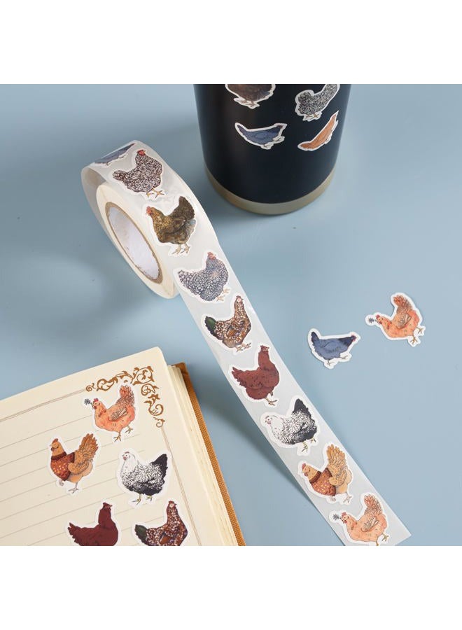 KOPTOP 1000PCS Chicken Stickers Roll for Kids, 2 Rolls 10 Styles Cute Hen and Farm Stickers, Waterproof Vinyl Decals for Water Bottles Laptops Scrapbooking Party Favors Classroom Rewards - Image 3
