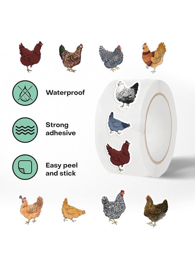 KOPTOP 1000PCS Chicken Stickers Roll for Kids, 2 Rolls 10 Styles Cute Hen and Farm Stickers, Waterproof Vinyl Decals for Water Bottles Laptops Scrapbooking Party Favors Classroom Rewards - Image 5