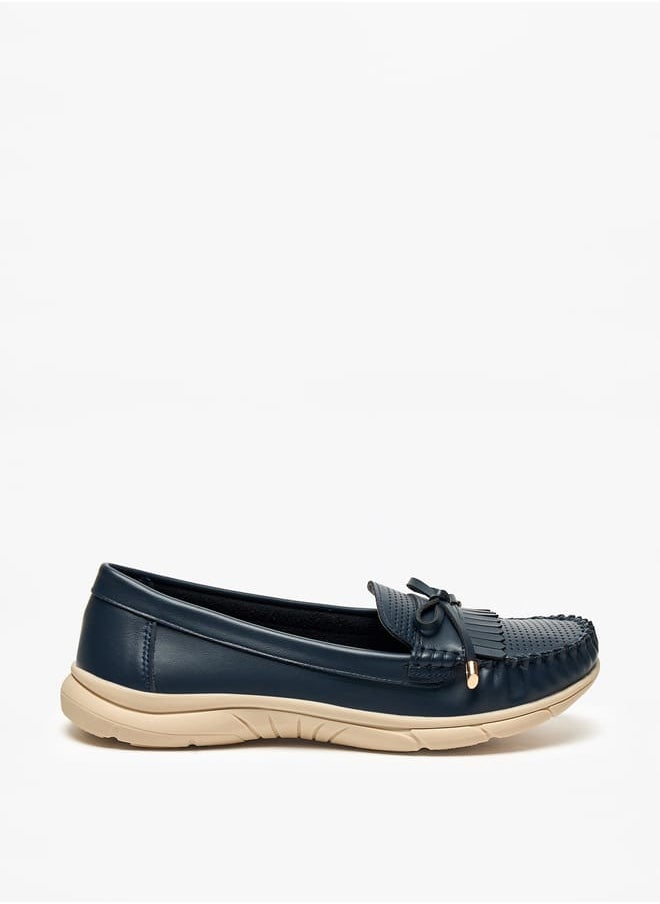 Le Confort Womens Perforated Loafers With Bow Detail  - Image 3