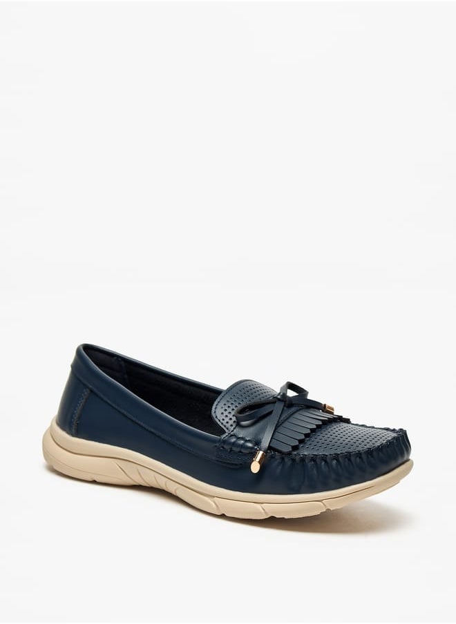 Le Confort Womens Perforated Loafers With Bow Detail  - Image 1