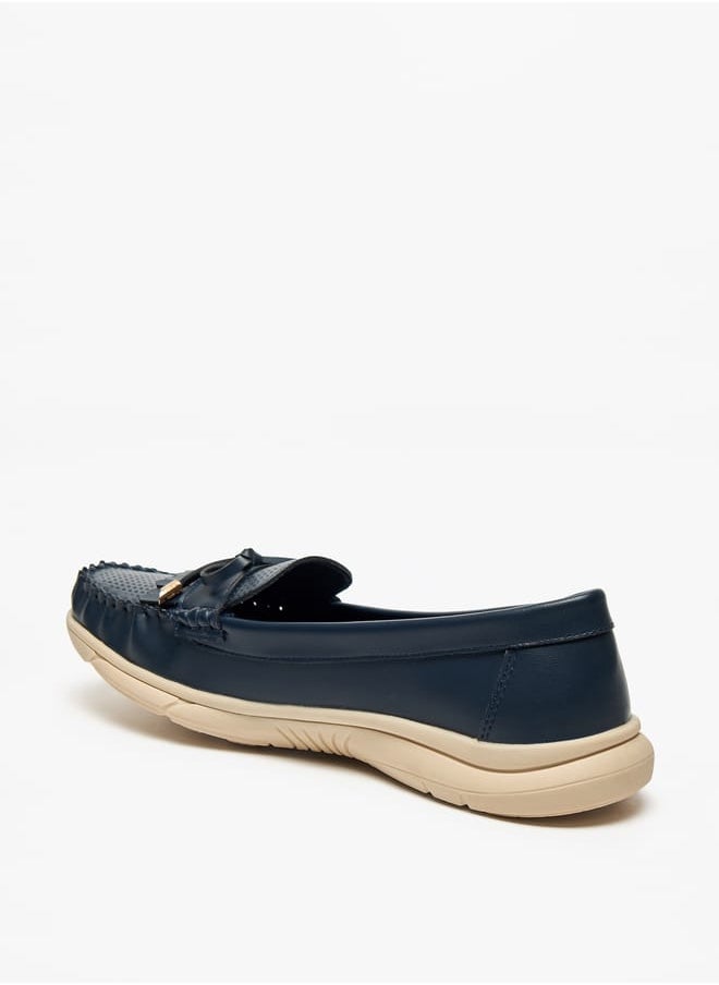 Le Confort Womens Perforated Loafers With Bow Detail  - Image 2