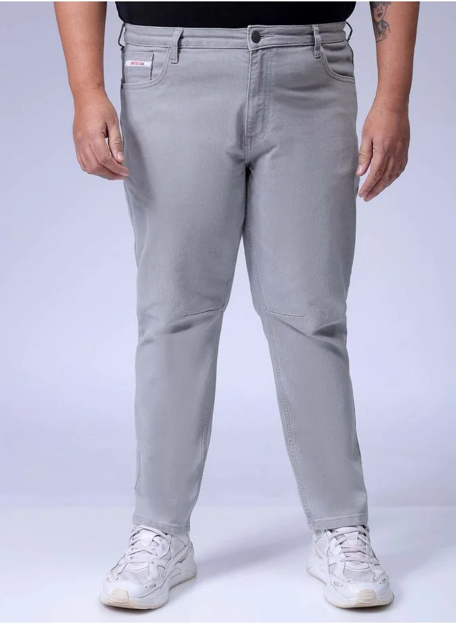 هاردسودا Men Plus Size Carrot Fit Solid Mid-Rise Stretchable Jeans