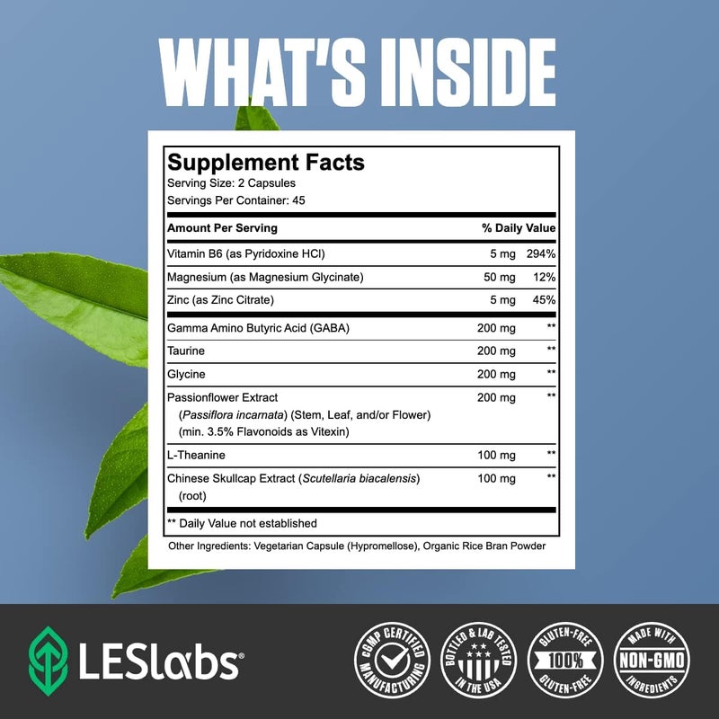 LES Labs مكمل GABA Health من LES Labs  للاسترخاء ودعم الناقلات العصبية  90 كبسولة - Image 4