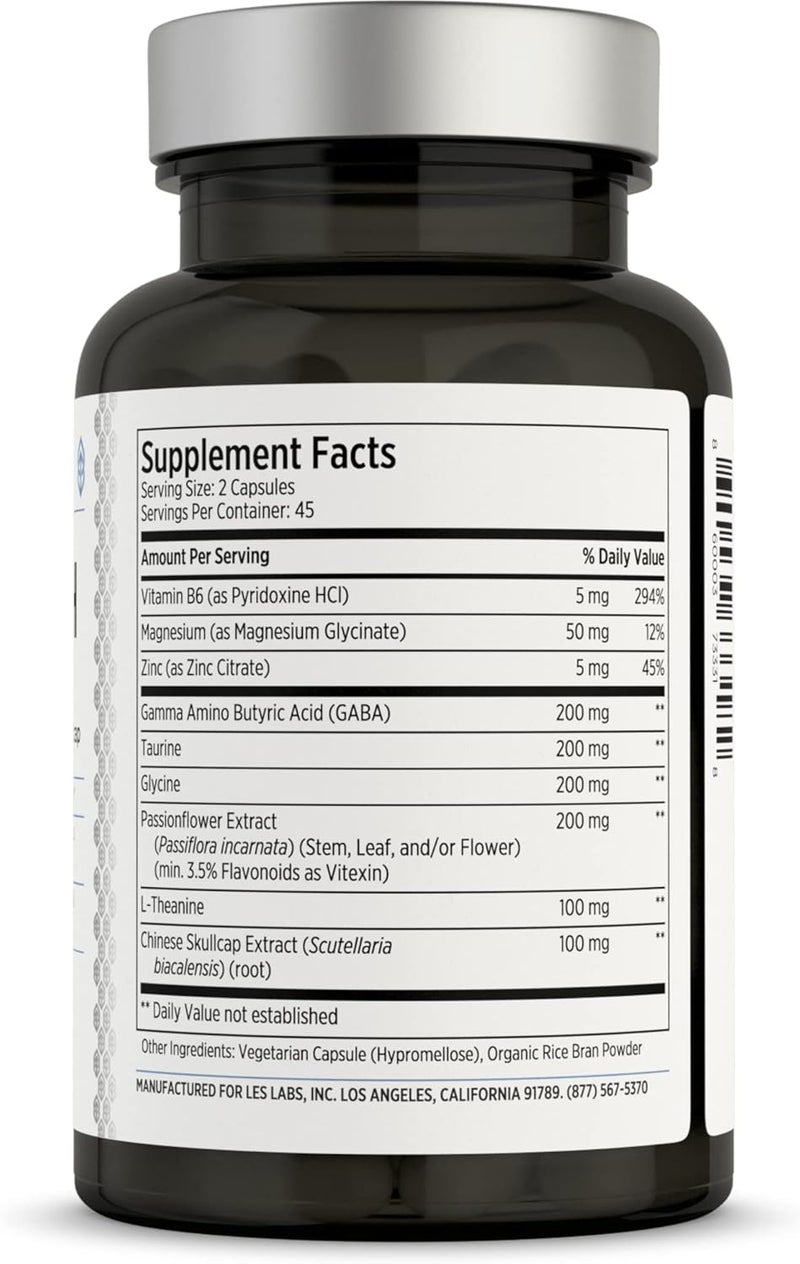 LES Labs مكمل GABA Health من LES Labs  للاسترخاء ودعم الناقلات العصبية  90 كبسولة - Image 2