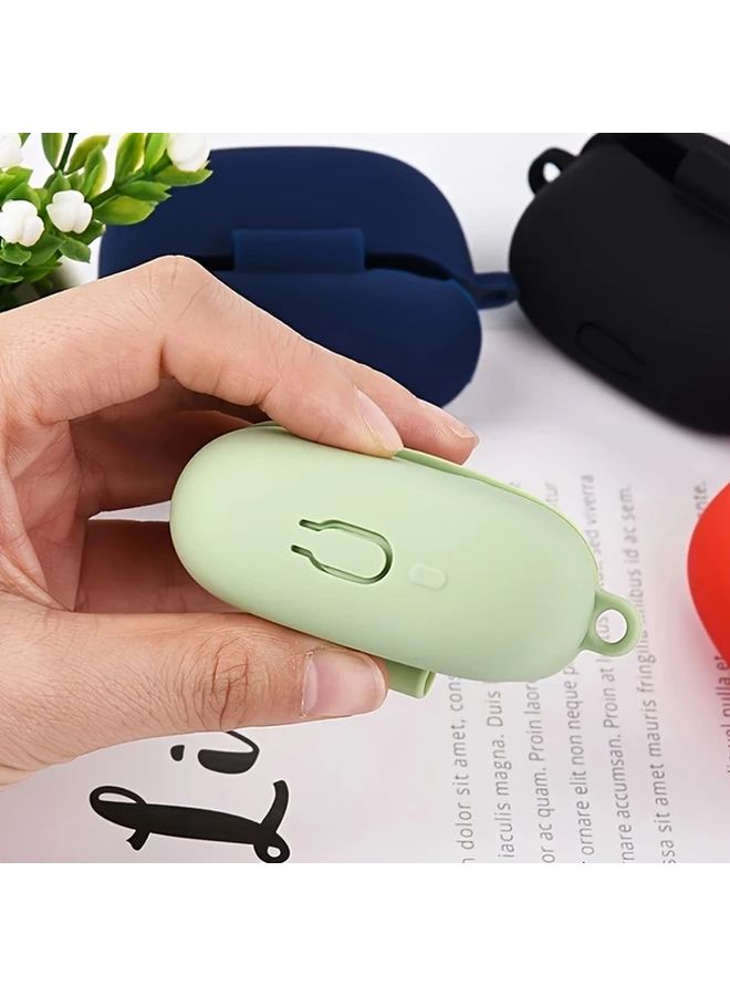 For Redmi Buds 5 Pro Earphone Case Soft Silicone Protective Cover With Detachable Metal Buckle Lightweight Foldable Design Multiple Colors Available Anti Scratch Shock Absorption For Wireless Earbuds Matcha Green - Image 5