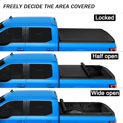 DICMIC Soft Roll-Up Truck Bed Tonneau Cover Compatible with 2004-2014 Ford F-150 2006-2014 Lincoln Mark LT 6.5FT Bed - Image 3