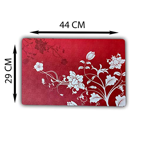 KANUSHI Industries® 1 Pc Fridge Cover for Top with 6 Utility Pockets + 3 Fridge Mats (FRI-MAROON-TREE+M-25) - Image 5