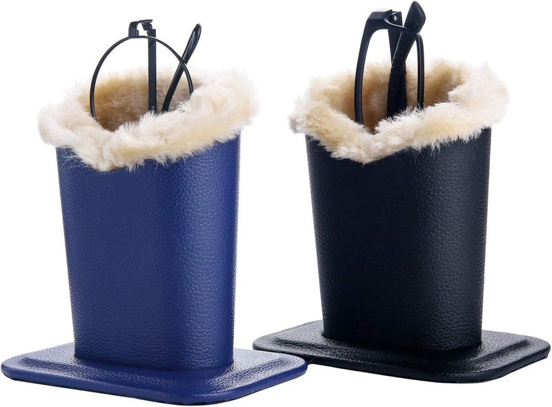 Siveit Eyeglass Holders, PU Leather Eyeglass Holder Stands with Soft Plush Lining - 2 Packs (Black, Navy) - Image 1