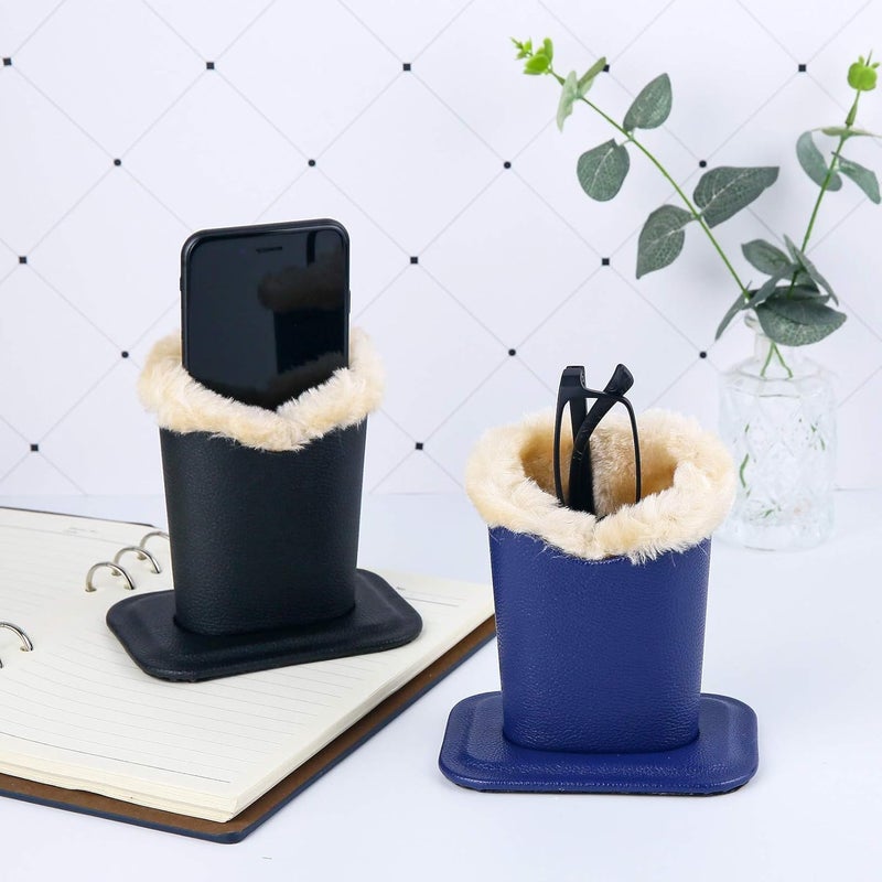 Siveit Eyeglass Holders, PU Leather Eyeglass Holder Stands with Soft Plush Lining - 2 Packs (Black, Navy) - Image 5