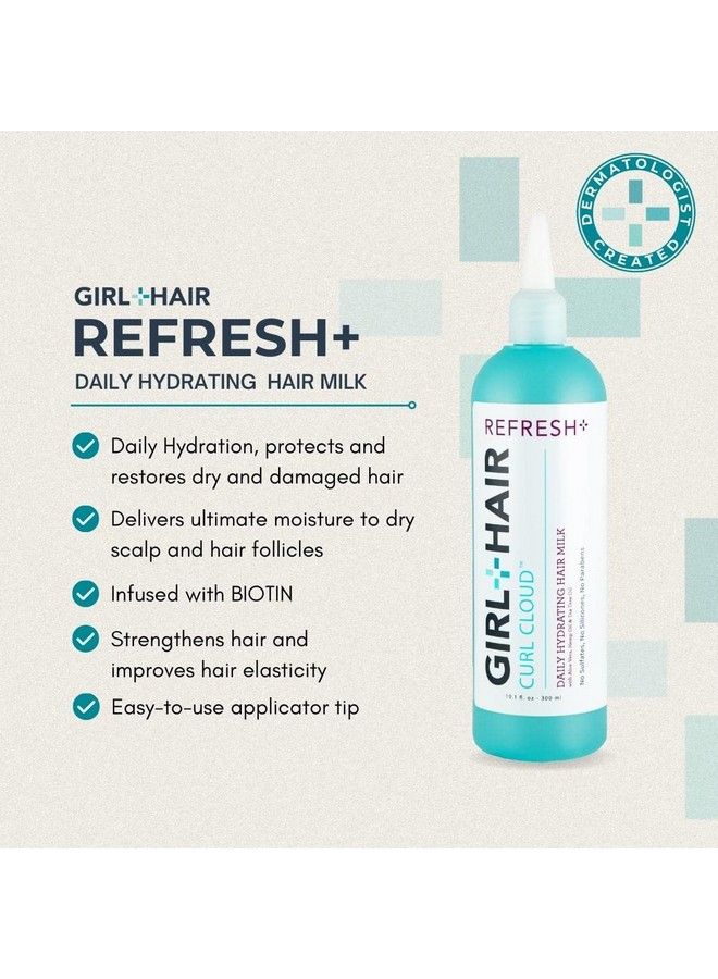 GIRL+HAIR Refresh+ Daily Hydrating Hair Milk ; Intensive Hydration To Restore Dry Hair Refresh Scalp ; Aloe Vera Biotin & Coconut Water For Healthy Hair Growth ; Sulfate & Paraben Free (10.1 Fl Oz)  - Image 3