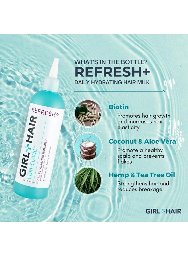 GIRL+HAIR Refresh+ Daily Hydrating Hair Milk ; Intensive Hydration To Restore Dry Hair Refresh Scalp ; Aloe Vera Biotin & Coconut Water For Healthy Hair Growth ; Sulfate & Paraben Free (10.1 Fl Oz)  - Image 4