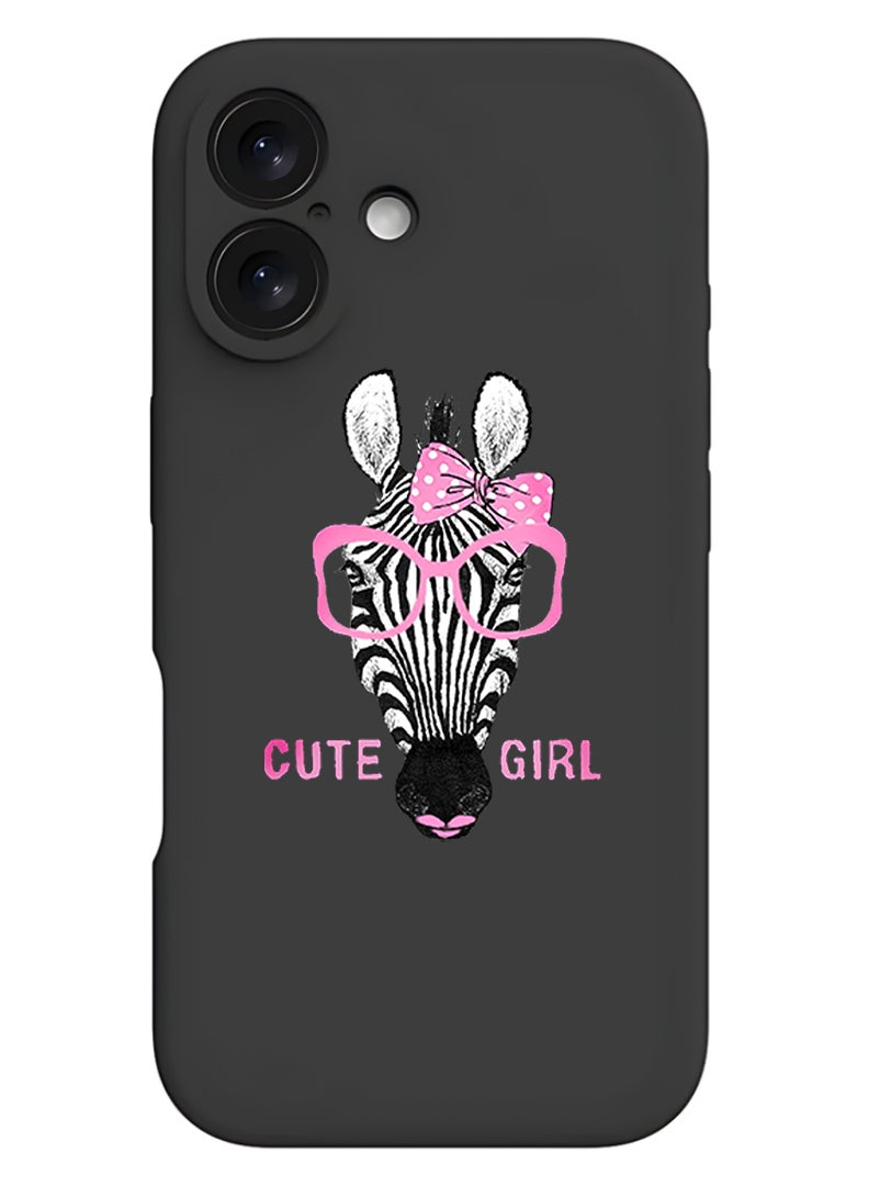 Theodor Protective Slim Fit Case Liquid Silicone Cover with Full Body Protection Anti-Scratch Shockproof Case For Apple iPhone 17 (Black) Cute girl zebra - Image 1