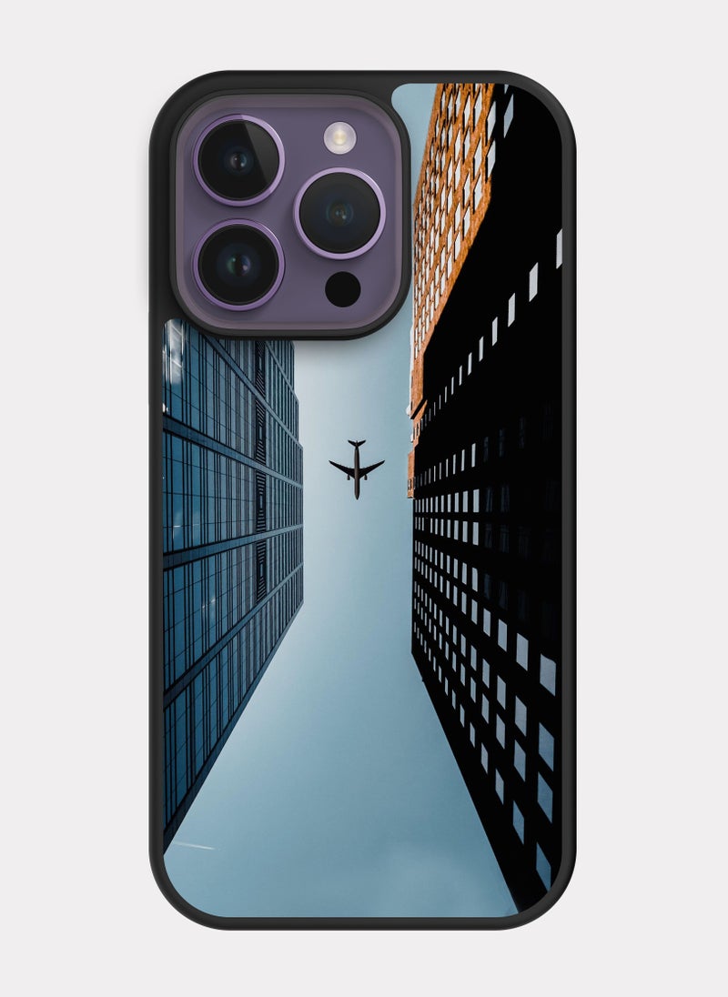 بكسلات كفر ايفون 14 برو أبراج و طائرة برتقالي - Image 1