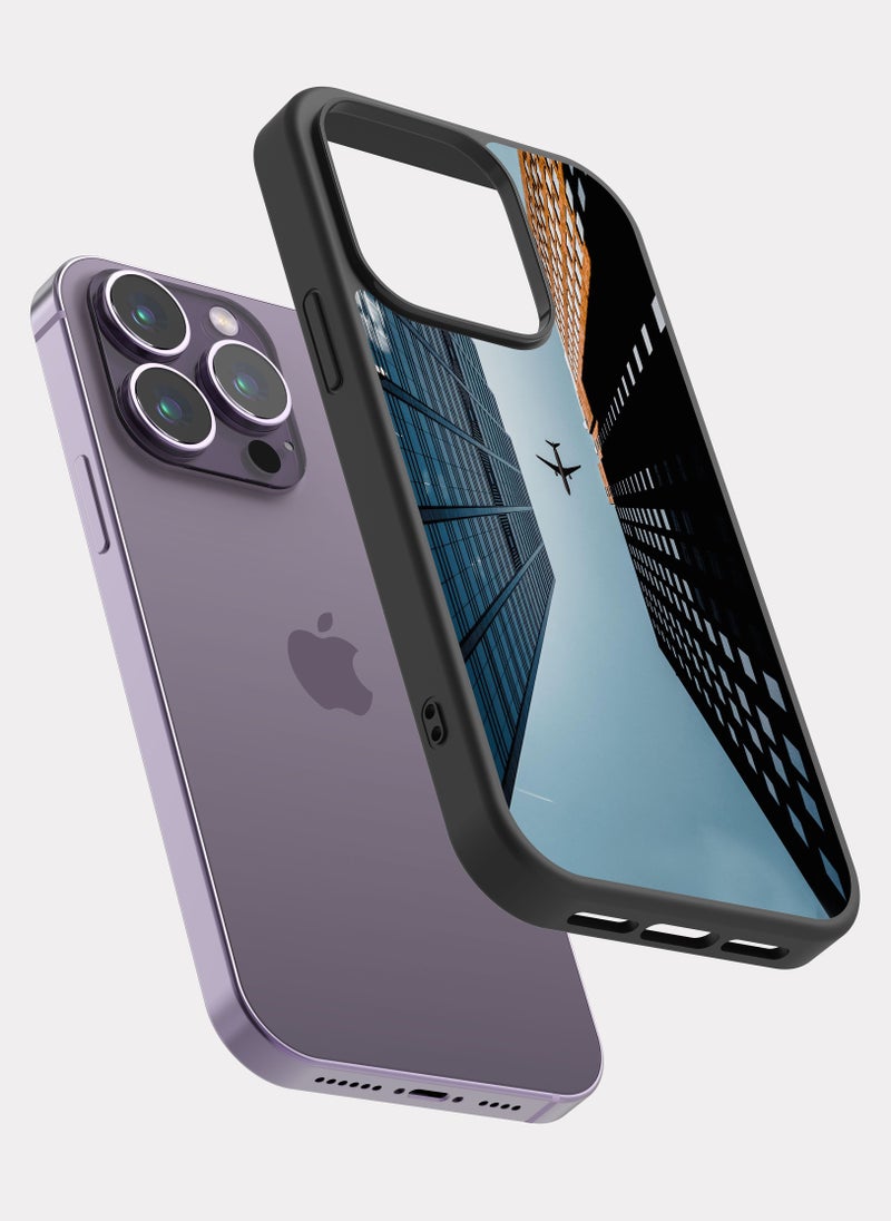 بكسلات كفر ايفون 14 برو أبراج و طائرة برتقالي - Image 2