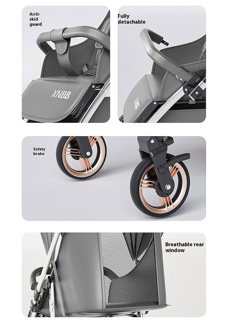 Twin Stroller, Foldable And Detachable Travel Stroller, Can Sit And Lie, Lightweight Pram From 0-4Years